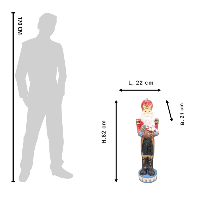 Clayre & Eef Figurine Santa Claus 82 cm Red Blue Polyresin