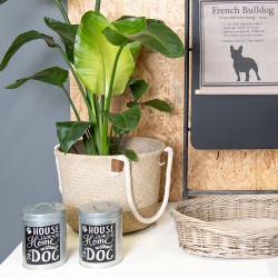 Clayre & Eef Panier pour chien 74x57x19 cm Gris Rotin Ovale
