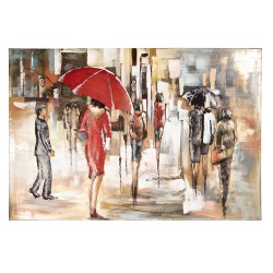 Clayre & Eef Quadro in metallo 120x80 cm Beige Rosso Ferro Rettangolo