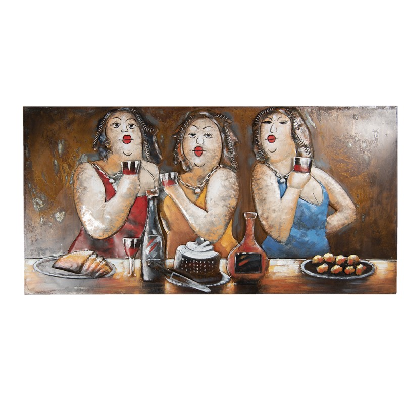 Clayre & Eef Metal Painting 140x70 cm Brown Blue Iron Rectangle