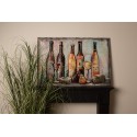 Clayre & Eef 3D Metal Paintings 120x80 cm Brown Red Iron Wood Wine Bottle