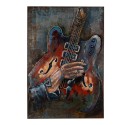Clayre & Eef Peintures métalliques en 3D  60x90 cm Marron Bleu Fer Guitare