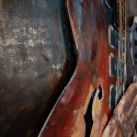 Clayre & Eef Peintures métalliques en 3D  60x90 cm Marron Bleu Fer Guitare