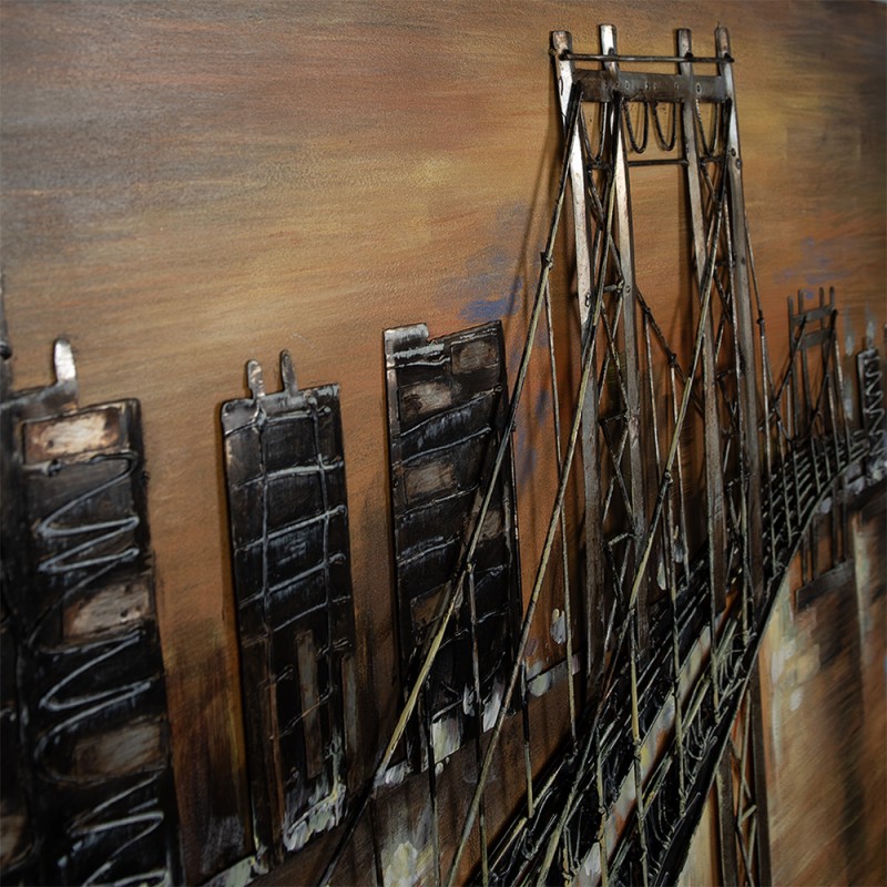 Clayre & Eef Quadri in metallo in 3D 120x80 cm Color oro Marrone Ferro Città