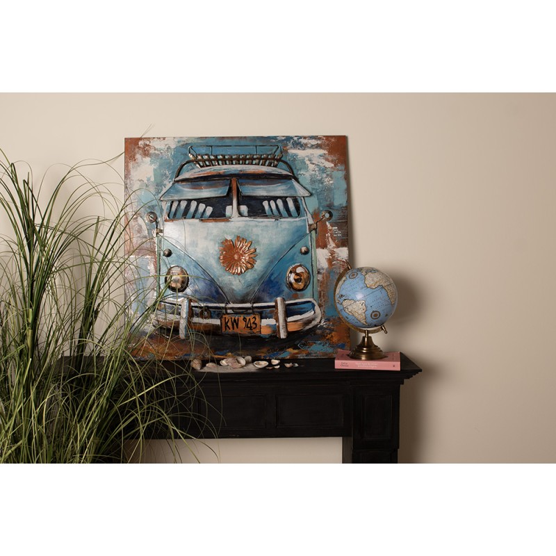 Clayre & Eef Quadri in metallo in 3D 80x80 cm Blu Ferro Campeggiatore