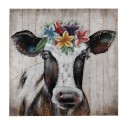 Clayre & Eef 3D Metal Paintings 80x80 cm White Black Iron Cow
