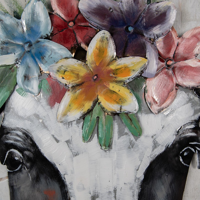 Clayre & Eef 3D Metal Paintings 80x80 cm White Black Iron Cow