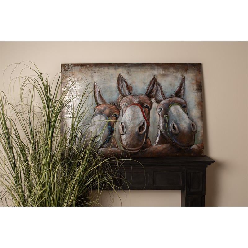 Clayre & Eef Quadri in metallo in 3D 120x80 cm Marrone Ferro Asino