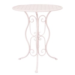 Clayre & Eef Bistroset Bistrotafel Bistrostoel 3-delig  Ø 60x70 Wit Ijzer
