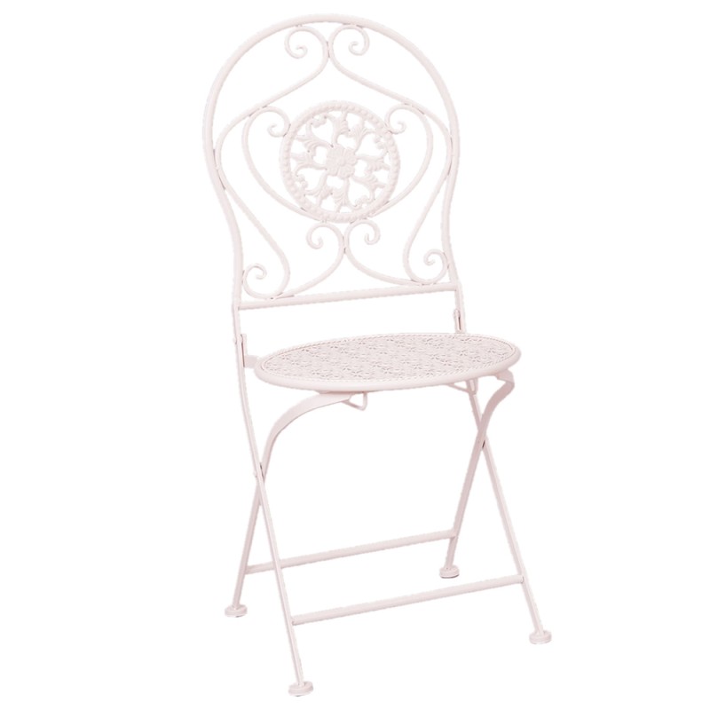 Clayre & Eef Bistroset Bistrotafel Bistrostoel 3-delig Ø 60x70 Wit IJzer