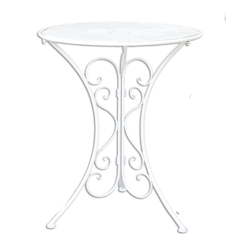 Clayre & Eef Bistro Set Bistro Table Bistro Chair Set of 3 Ø 60x70 White Iron