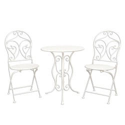 Clayre & Eef Ensemble bistro Table de bistrot Chaises bistrot set de 3 Ø 60x70 Beige Fer