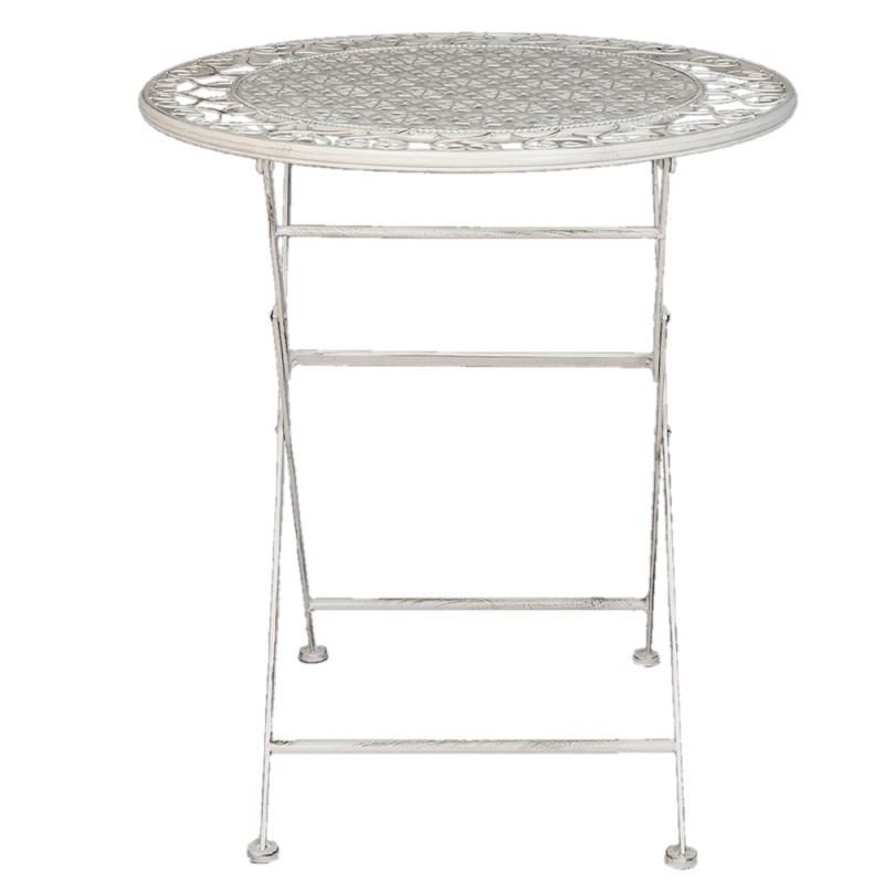 Clayre & Eef Set da bistrò Tavolo da bistrò Sedie da bistrò set di 3 Ø 70x75  Bianco Ferro