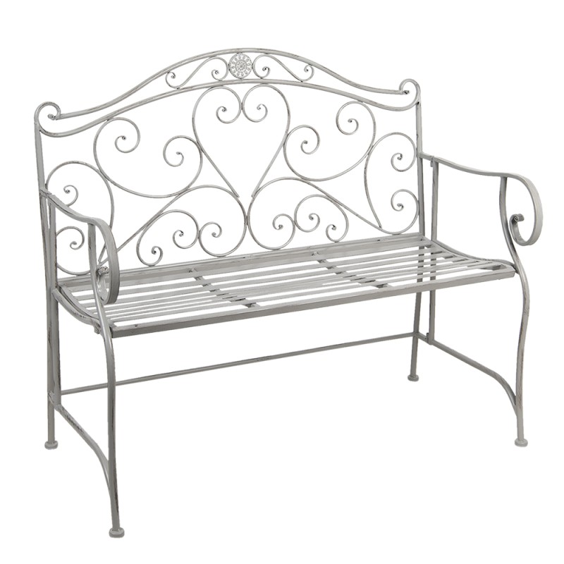 Clayre & Eef Gartenbank 103x51x94 cm Grau Eisen Rechteck