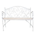 Clayre & Eef Banc de jardin 110x50x90 cm Blanc Fer Rectangle Fleurs