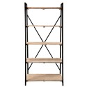 Clayre & Eef Bücherregal 90x47x191 cm Schwarz Holz Eisen Rechteck