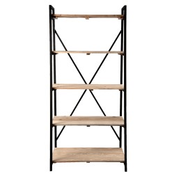 Clayre & Eef Scaffale per libri 90x47x191 cm Nero Legno Ferro Rettangolo