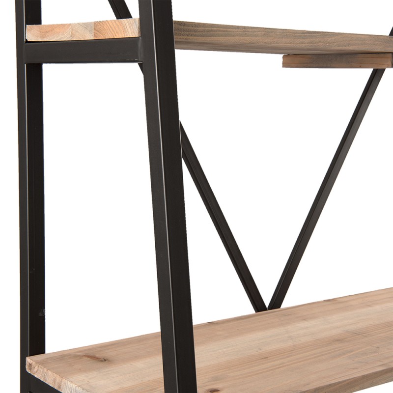 Clayre & Eef Bücherregal 90x47x191 cm Schwarz Holz Eisen Rechteck