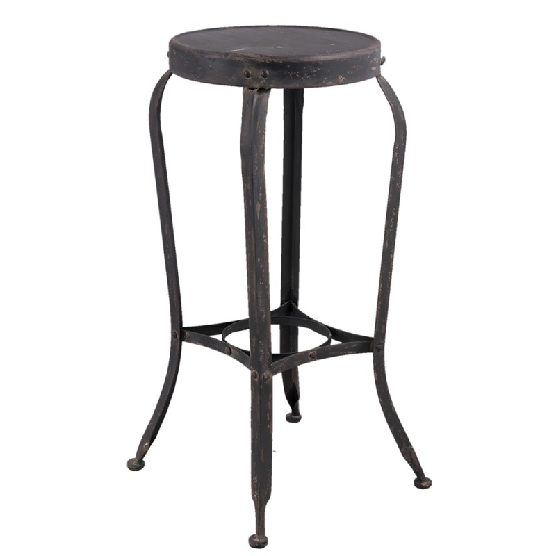 Clayre & Eef Sgabello da Bar 37x37x72 cm Nero Ferro Rotondo