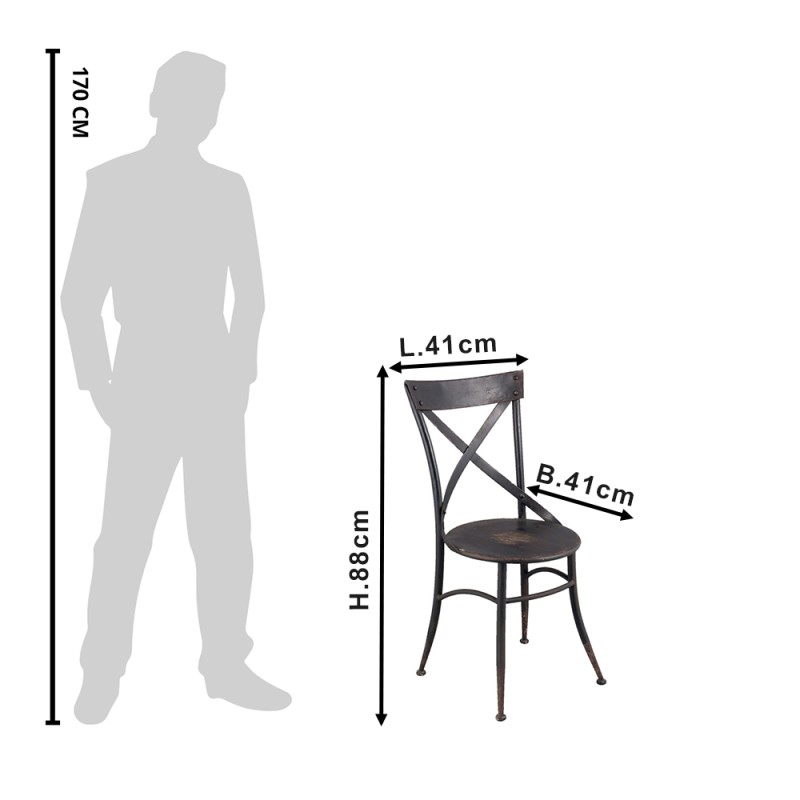 Clayre & Eef Dining Chair 41x41x88 cm Black Iron
