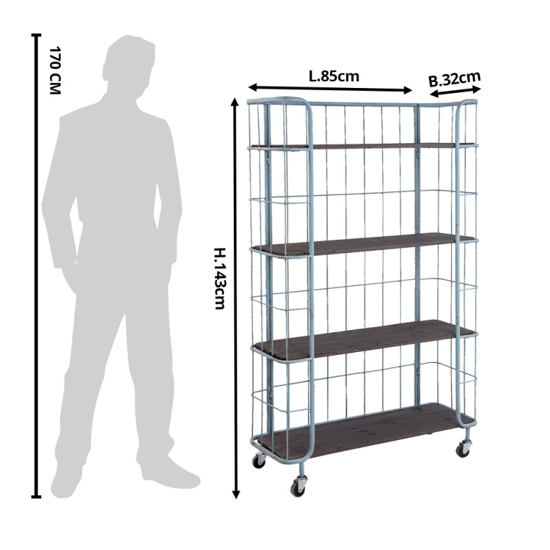 Clayre & Eef Baker's Rack 85x32x143 cm Green Wood Iron Rectangle