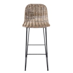 Clayre & Eef Sgabello da Bar 40x40x93 cm Marrone Rattan Ferro
