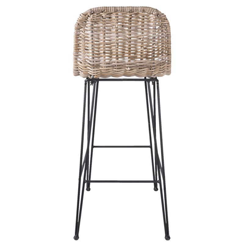 Clayre & Eef Sgabello da Bar 40x40x93 cm Marrone Rattan Ferro