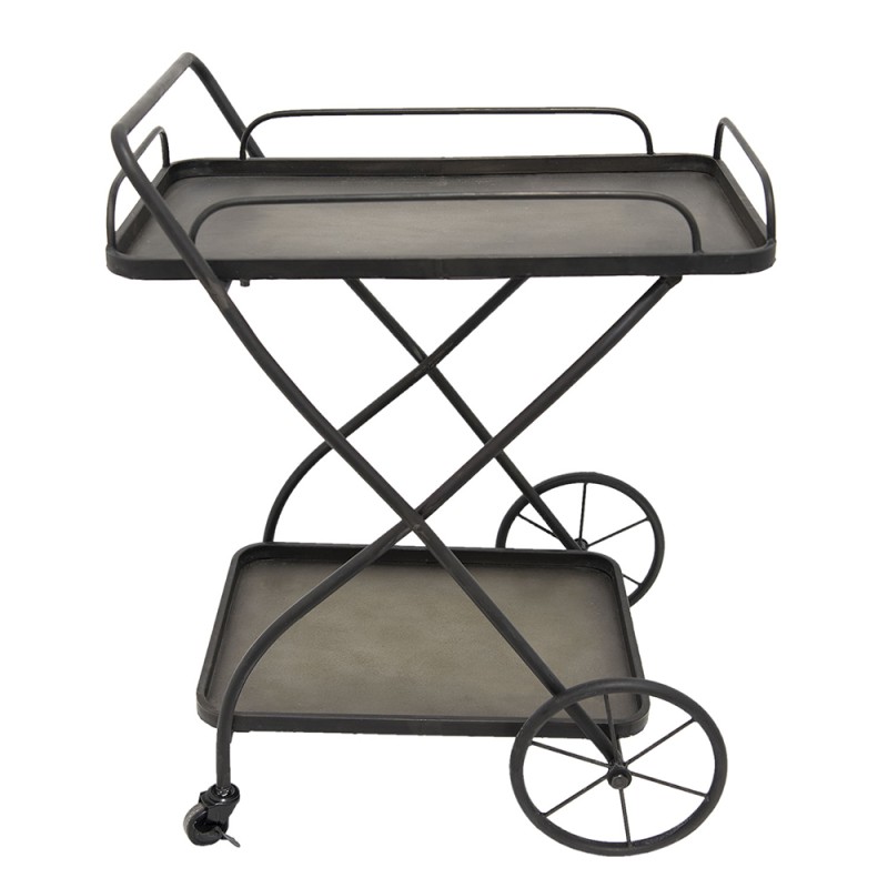 Clayre & Eef Carrello da cucina su ruote 65x53x80 cm Nero Ferro Rettangolo