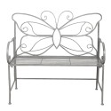 Clayre & Eef Banc de jardin 108x55x99 cm Gris Fer Rectangle Papillon