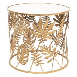 Clayre & Eef Tavolino Ø 61x56 cm Color oro Metallo Rotondo Foglie