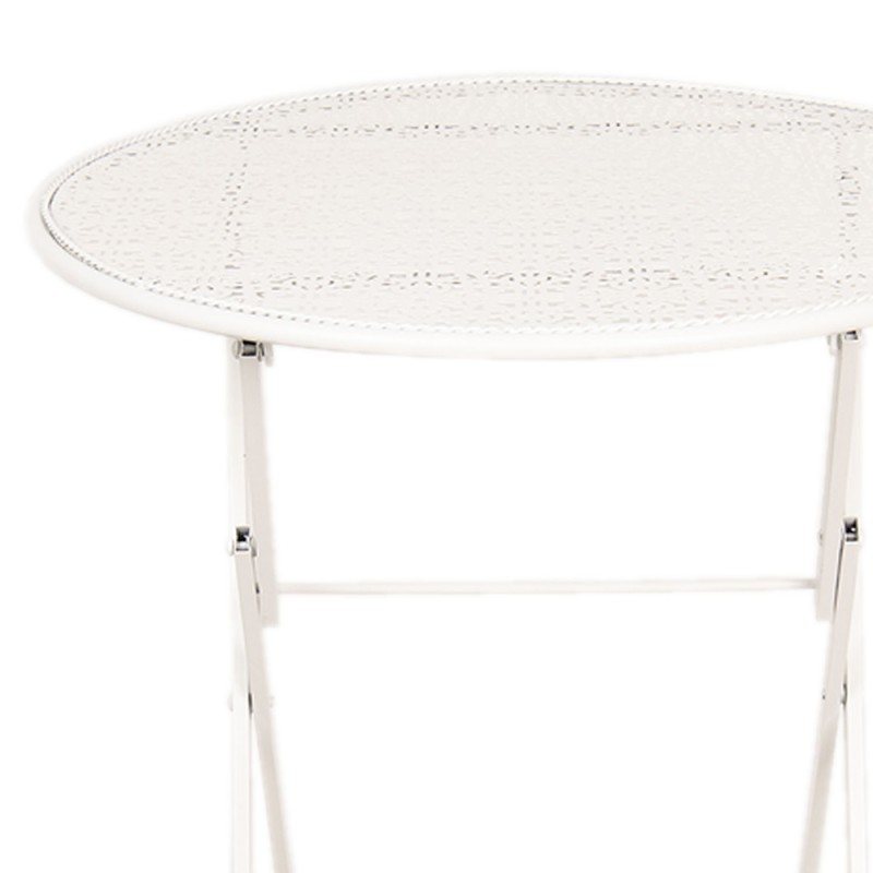 Clayre & Eef Bistro Set Bistro Table Bistro Chair Set of 3 Ø 60x70 White Iron