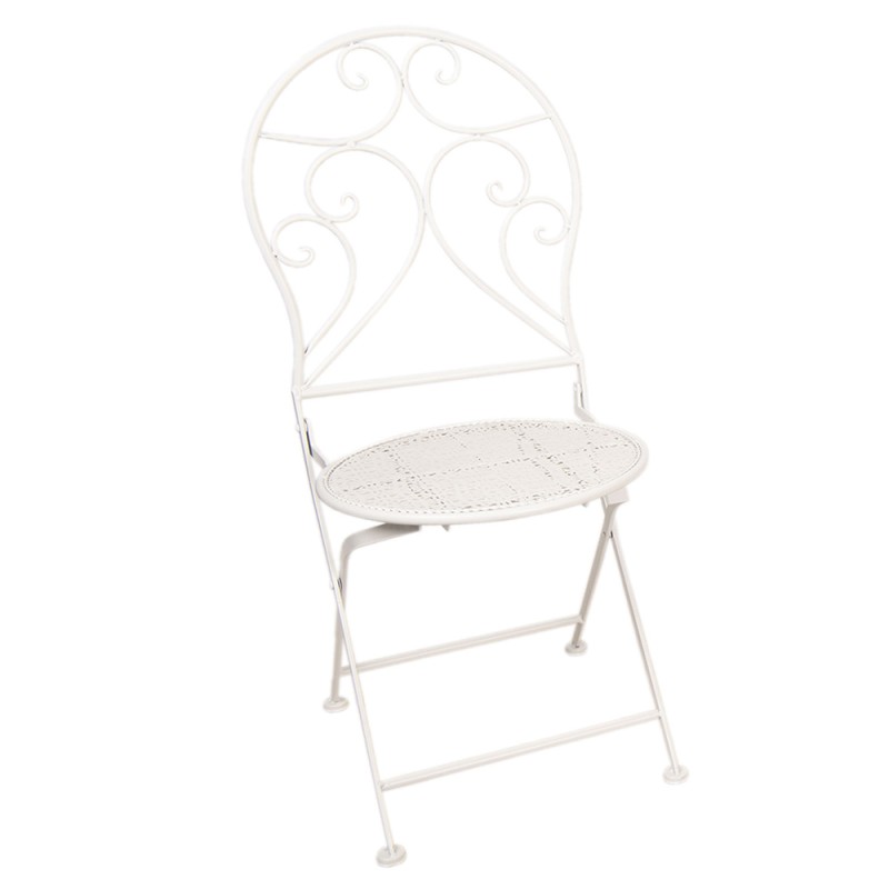 Clayre & Eef Bistro Set Bistro Table Bistro Chair Set of 3 Ø 60x70 White Iron