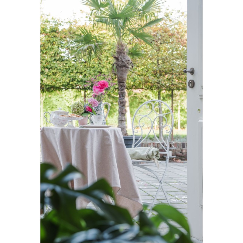 Clayre & Eef Bistro Set Bistro Table Bistro Chair Set of 3 Ø 60x70 White Iron