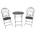 Clayre & Eef Ensemble bistro Table de bistrot Chaises bistrot set de 3 Ø 60x70 Noir Fer