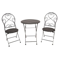 Clayre & Eef Bistroset Bistrotafel Bistrostoel 3-delig  Ø 60x70 Zwart Ijzer