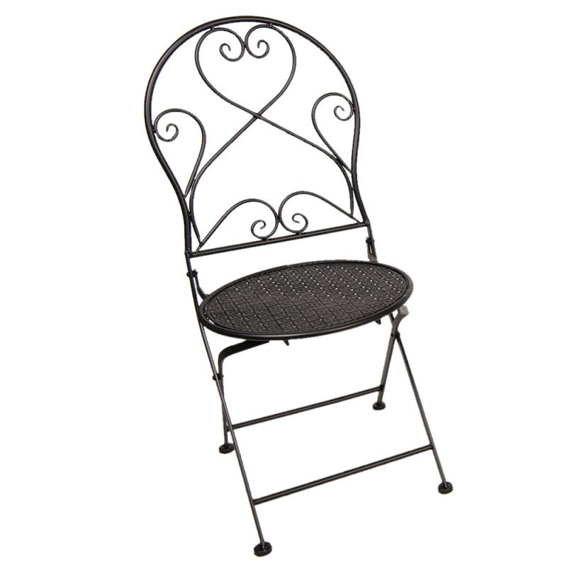 Clayre & Eef Bistroset Bistrotafel Bistrostoel 3-delig  Ø 60x70 Zwart Ijzer
