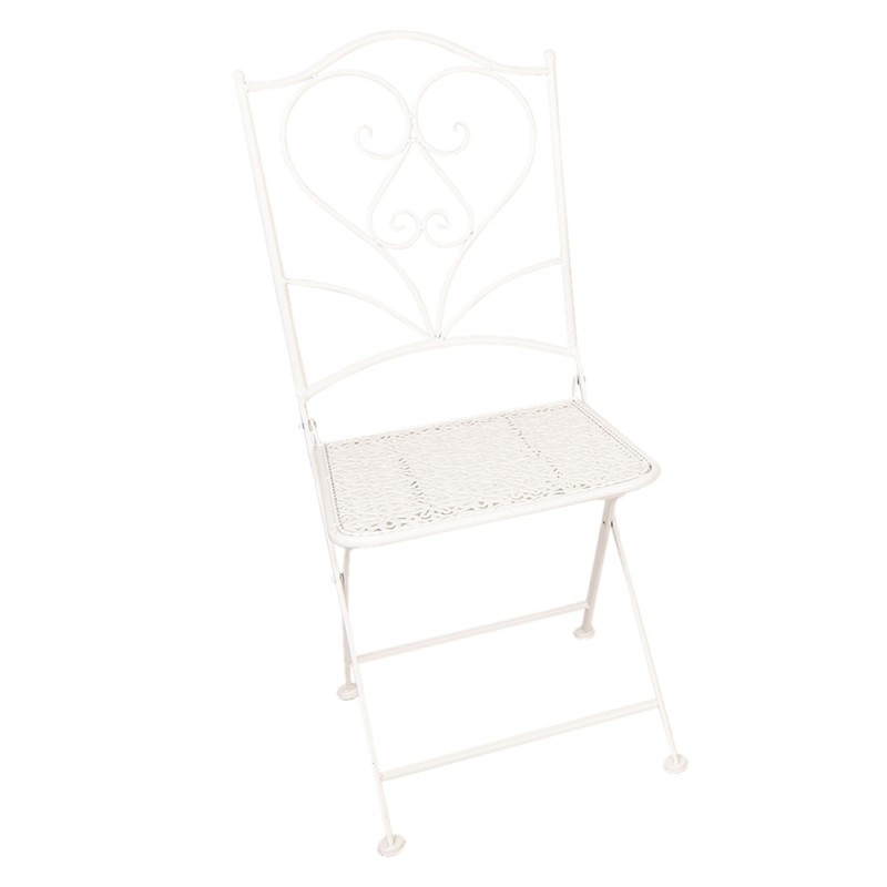 Clayre & Eef Bistro-Set Bistrotisch Bistrostuhl 3-Teilig Ø 60x70 Weiß Eisen