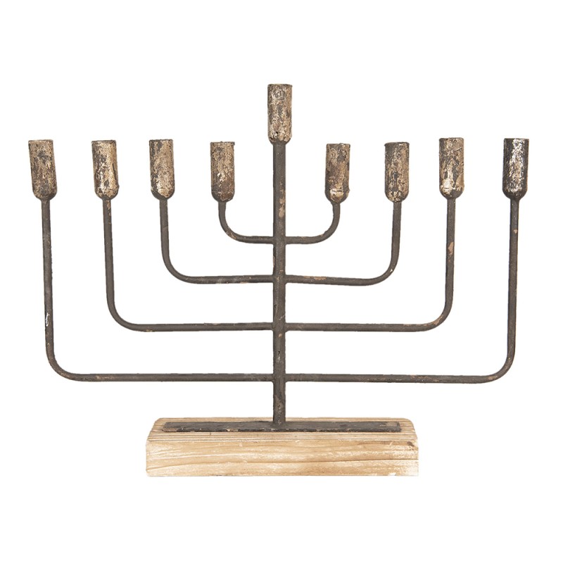 Clayre & Eef Kerzenständer 59x11x48 cm Goldfarbig Eisen Holz Rechteck