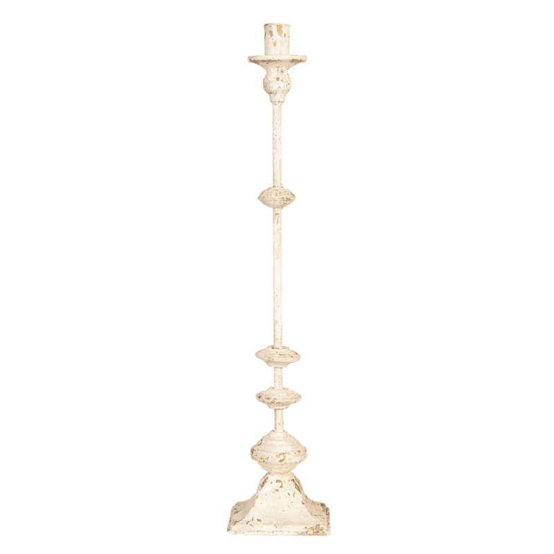 Clayre & Eef Candelabro 12x12x60 cm Bianco Ferro Quadrato