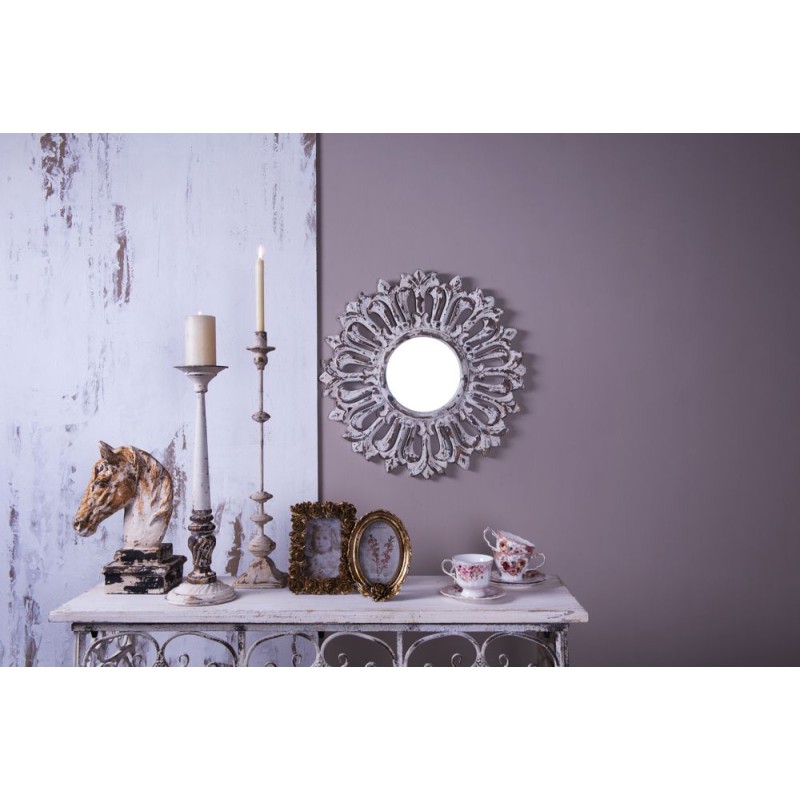 Clayre & Eef Candle holder 12x12x60 cm White Iron Square
