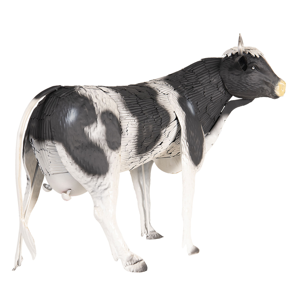 Beeld Koe 60X25X50 Cm Zwart Wit Ijzer-image