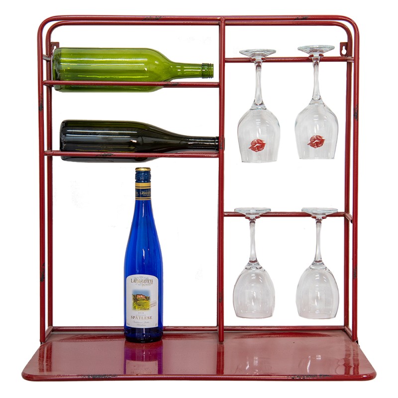 Clayre & Eef Wall Rack 59x33x63 cm Red Iron Rectangle