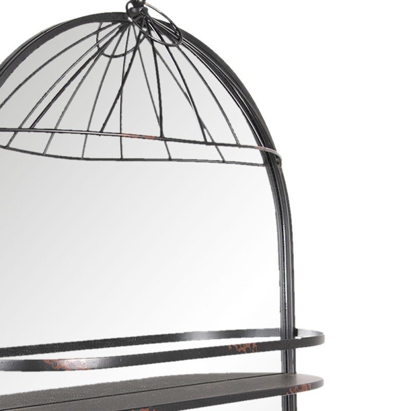 Clayre & Eef Scaffale da parete 50x36x83 cm Marrone Ferro Vetro