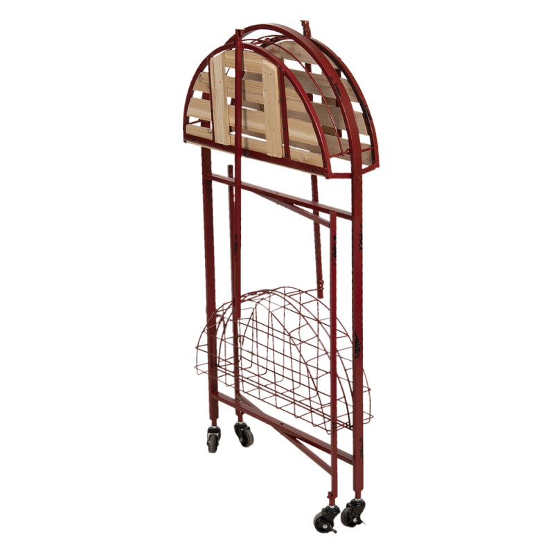 Clayre & Eef Side Table Ø 49x98 cm Red Iron Wood Round