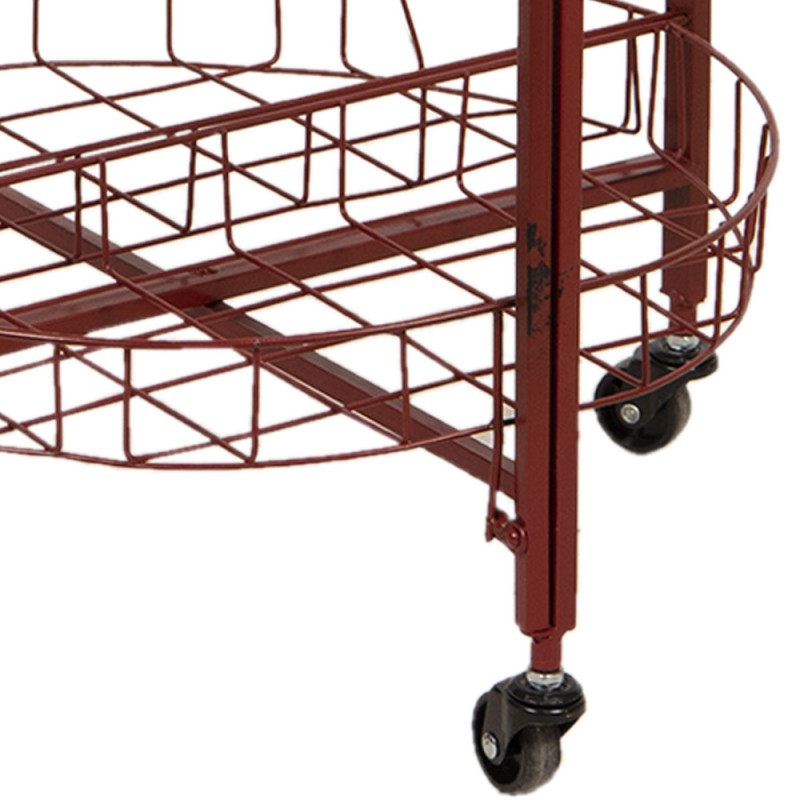 Clayre & Eef Tavolino Ø 49x98 cm Rosso Ferro Legno Rotondo