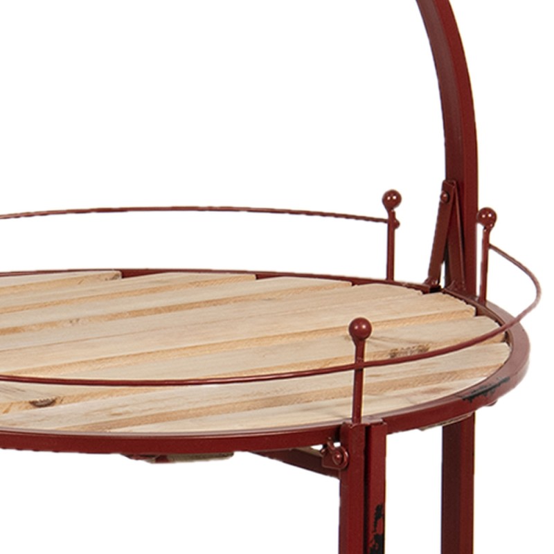 Clayre & Eef Side Table Ø 49x98 cm Red Iron Wood Round