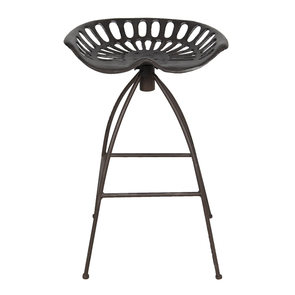 Clayre & Eef Barkruk 47x35x60/68 cm Bruin Ijzer Rond Kruk - Clayre & Eef Barkruk 47x35x60/68 cm Bruin Ijzer Rond Kruk -