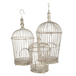 Clayre & Eef Décoration de cage set de 3 Blanc Fer Rond