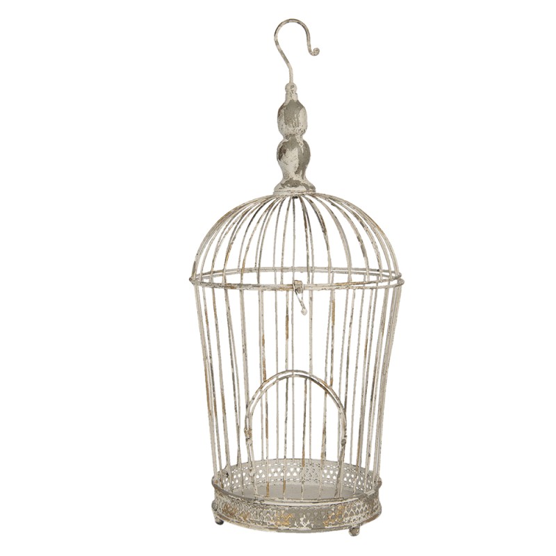 Clayre & Eef Bird Cage Decoration Set of 3 White Iron Round