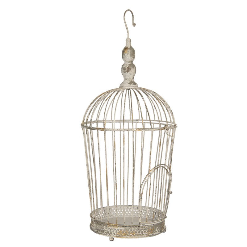 Clayre & Eef Bird Cage Decoration Set of 3 White Iron Round
